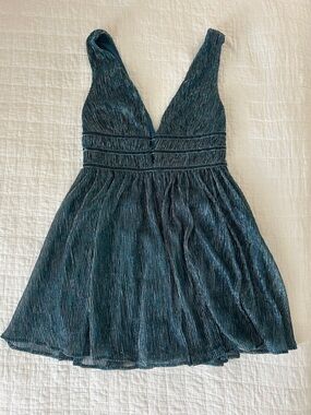 Lulu's Teal Plunging V-Neck Midi Dress